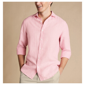 Charles Tyrwhitt Pure Linen Shirt - Pink/Blue